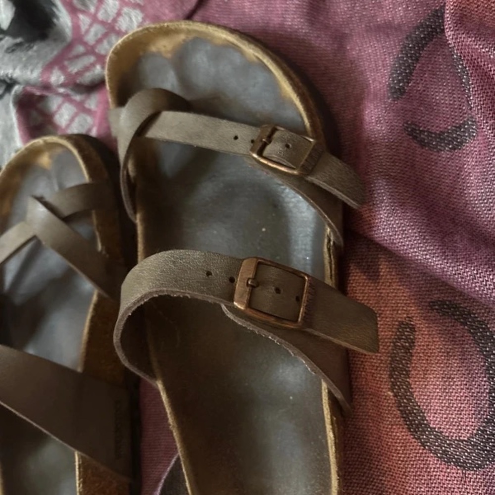 Brown Men's Double-Strap Buckle Sandals - Picture 5 of 5